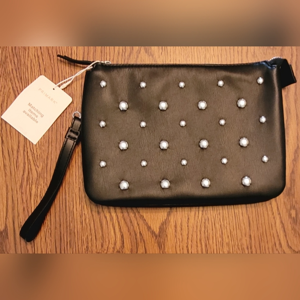 ***3/$20***NWT Primark Black Studded Large Wristlet